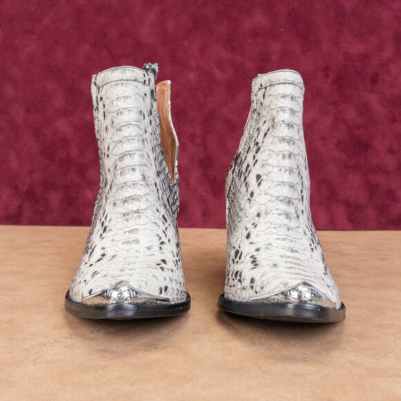 Jeffrey Campbell Wmn Cromwell Snake Print Leather Western Cowboy Ankle boots 7.5 - Picture 2 of 8
